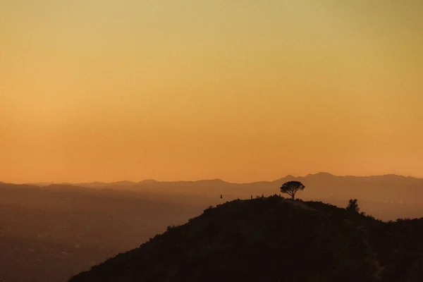 Yellow Sunset Sky Rural Hills Los Angeles — Stock Photo, Image