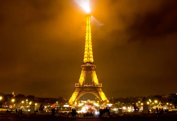 Egy Éjszakai Felvétel Eiffel Toronyról Párizsban Franciaországban — Stock Fotó