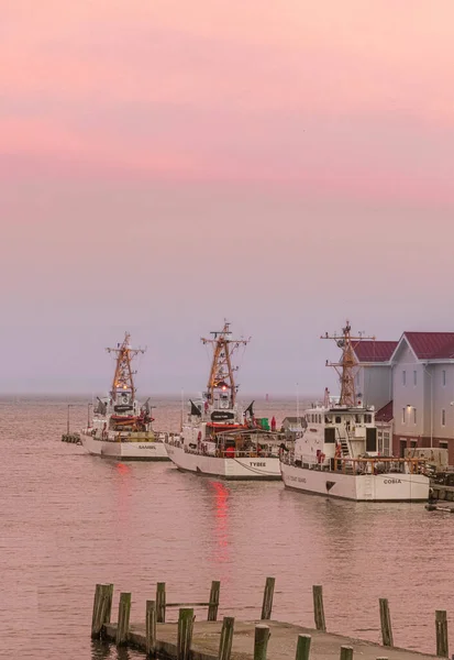 Vertical Shot Boats Cape Cod Massachusetts Pink Sunset — Stock Photo, Image