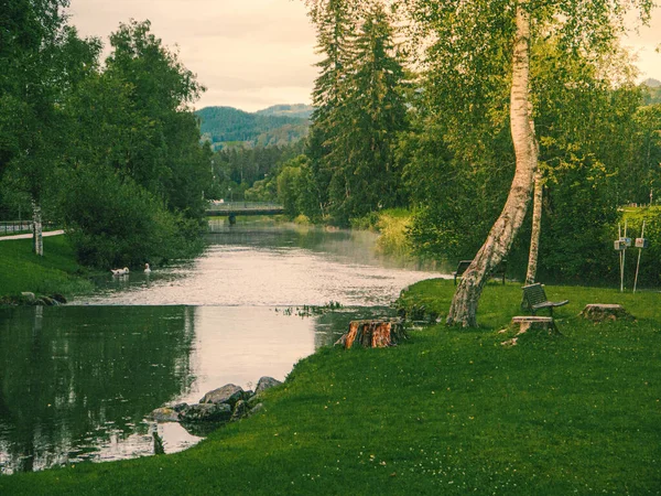 Pohled Malou Řeku Fischen Allgau — Stock fotografie