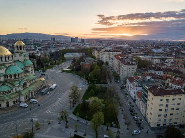 Bulgaristan 'ın Sofya kentindeki Alexander Nevski Katedrali' nin insansız hava aracı görüntüsü