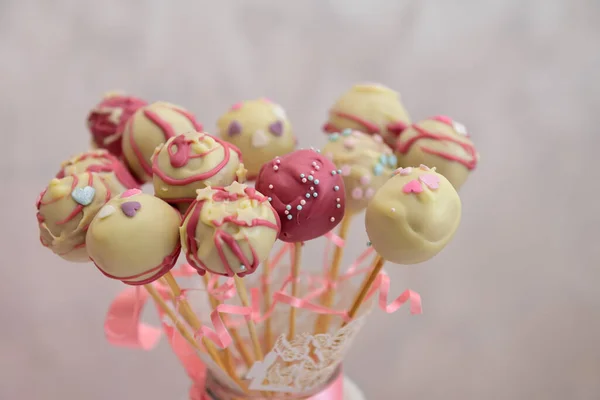 Closeup Shot Colorful Delicious Frosted Cakepops — Stock Photo, Image