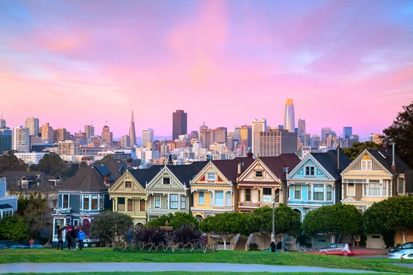 Scenic View Painted Ladies Sunset San Francisco California — Stock Photo, Image