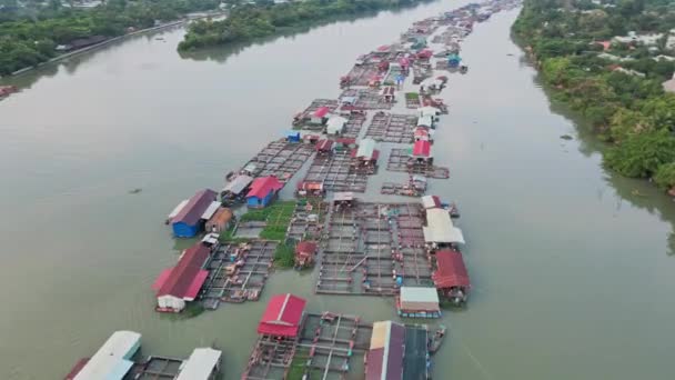 Drone Aéreo Filmagens Mar Casas Inundadas Vietnã Pôr Sol — Vídeo de Stock