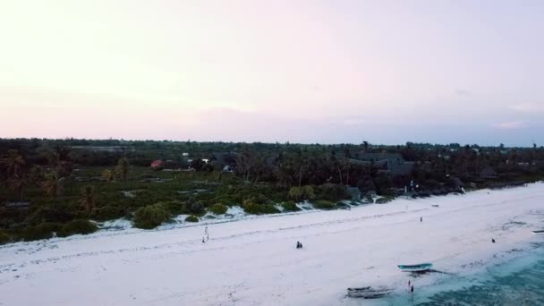 アフリカのザンジバルにあるインド洋と白い砂浜の空の景色 — ストック動画