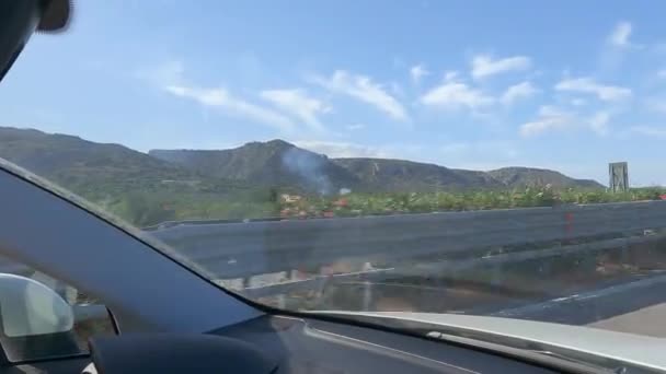 Білий Дим Горах Гіблін Видно Автомобіля Автомагістралі E45 — стокове відео
