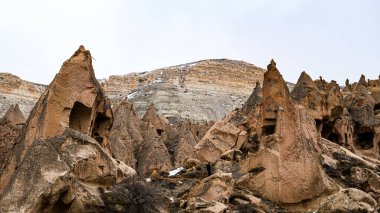 Kapadokya Vadisi, Türkiye 'de antik jeolojik oluşuma yakın plan