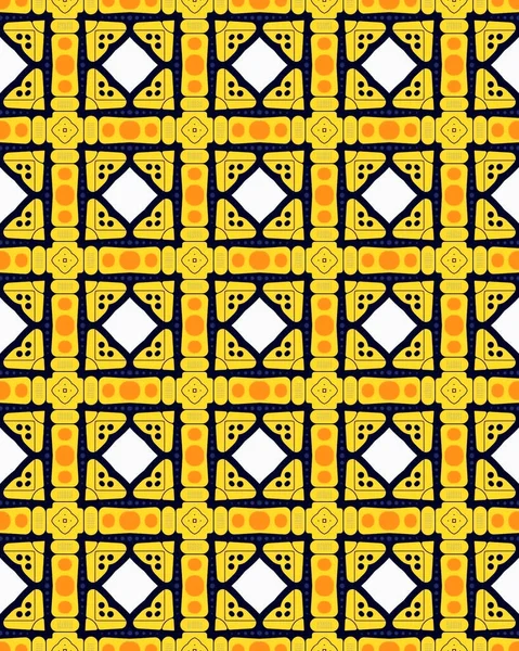 Abstract Repeat Backdrop Design Prints Textile Decor Fabric Black Yellow — Stock Photo, Image