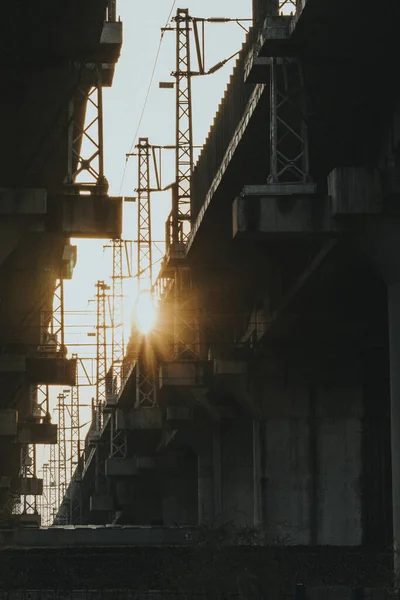 Una Vista Una Hermosa Puesta Sol Sobre Estación — Foto de Stock