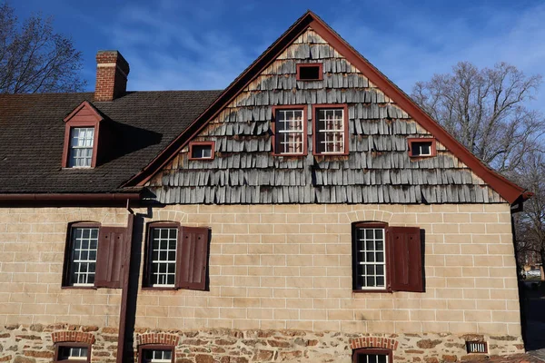 Vista Esterna Edificio Storico Old Salem Carolina Del Nord Usa — Foto Stock