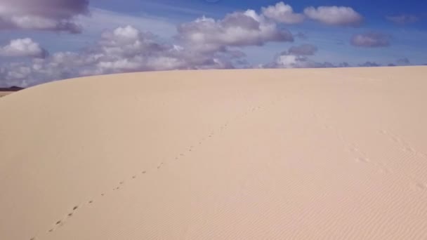 Tiro Mujer Rojo Fress Caminar Desierto — Vídeos de Stock