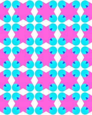 Beyaz arka planda pembe ve mavi renkte pürüzsüz bir seramik deseni.