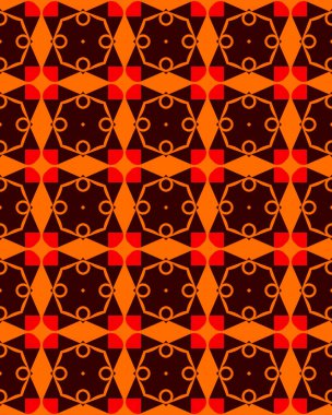 Soyut Geometrik Şablon Turuncu renkli, kırmızı, bronz renkli, pas renginde, kusursuz sanat çizimi