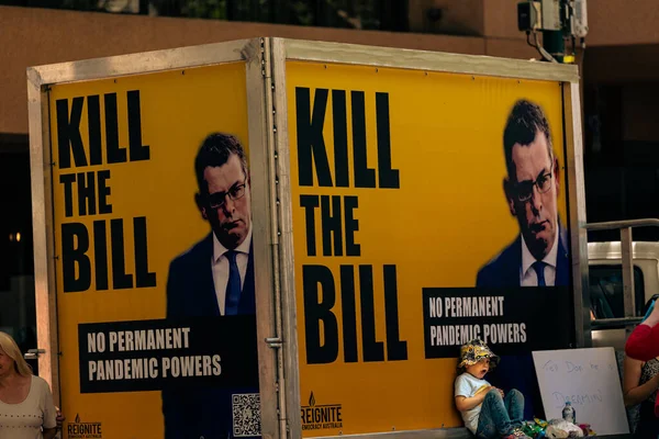Banner Kill Bill Protesto Dia Liberdade Melbourne Austrália — Fotografia de Stock