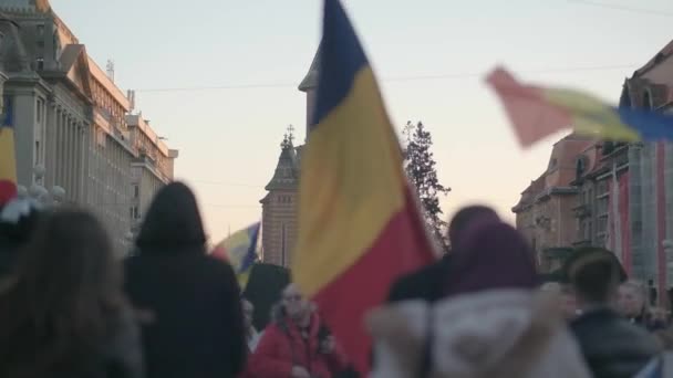ルーマニアのティミソアラ市の厳格な規制に対する抗議 — ストック動画
