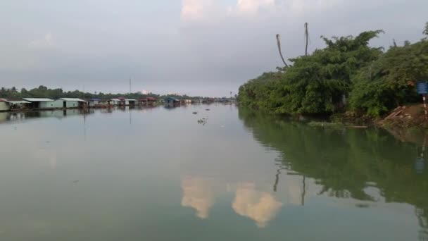 Drone Filmado Rio Com Casas Inundadas Vietnã — Vídeo de Stock