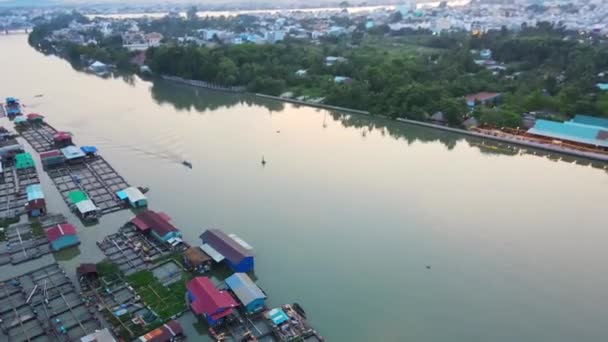 Drone Aéreo Filmado Sobre Mar Casas Inundadas Vietname — Vídeo de Stock