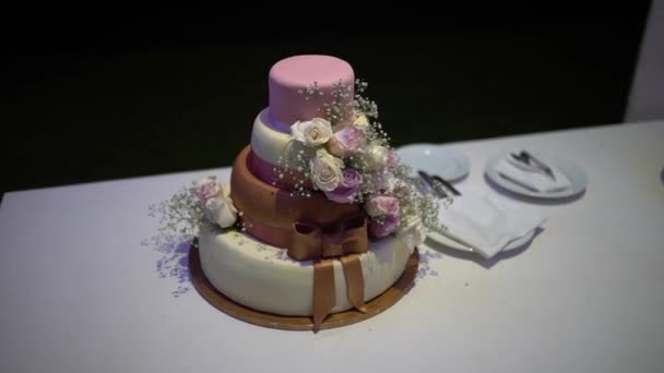 Primer Plano Pastel Bodas — Vídeos de Stock