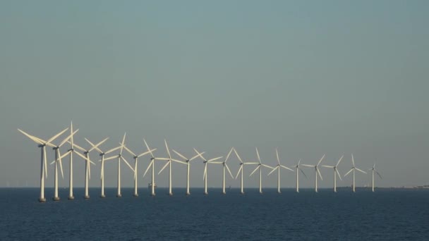 Windpark Middelgrunden Abend Kopenhagen Daenemark Ostsee Abendstimmun — Stockvideo