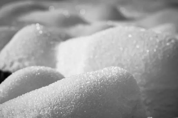 Grayscale Closeup Shot Details Sparkling Snow — Stock Photo, Image