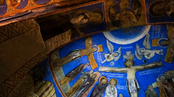 Eine Alte Schöne Dekoration Den Wänden Der Höhlenkirche Tokali Kappadokien — Stockfoto