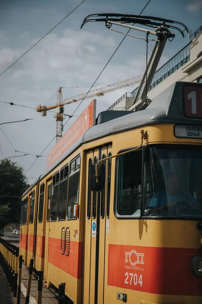 Train Dans Les Rues Belgrade Serbie — Photo