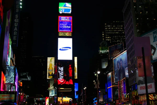 Krásný Záběr Budov Ozářených Noci New York City Usa — Stock fotografie