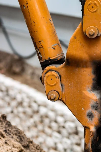 Paslı Eski Bir Çelik Eklem Makinesinin Yakın Plan Çekimi Nşaat — Stok fotoğraf