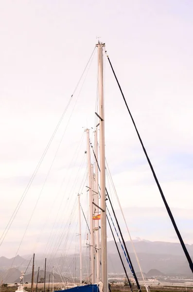 Silhuett Masts Sail Yacht Marin — Stockfoto