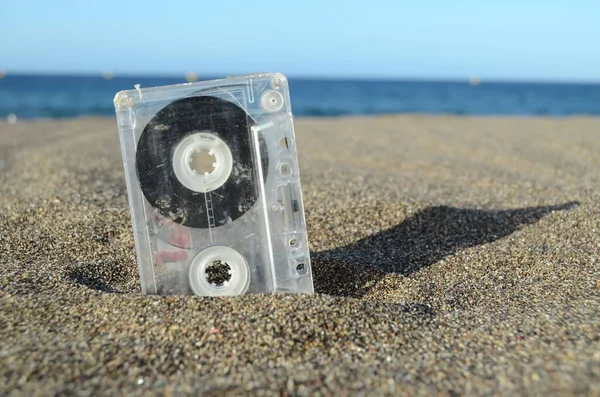 Ancient Retro Musicassette Sand Water — Stock Photo, Image