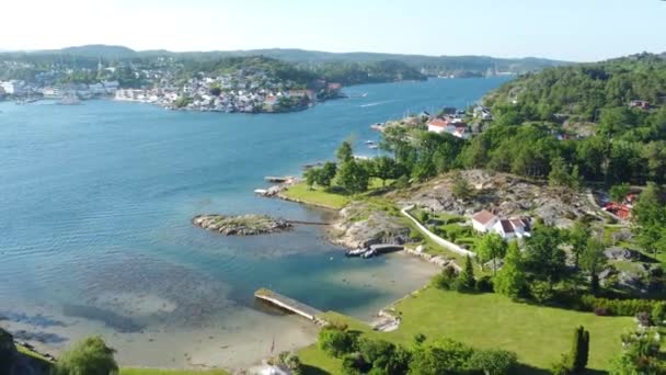 Sebuah Pemandangan Udara Dari Hari Yang Cerah Grimstad City Norwegia — Stok Video