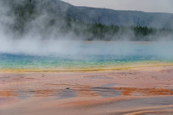Parujące Gejzery Gorące Źródła Parku Narodowym Yellowstone — Zdjęcie stockowe