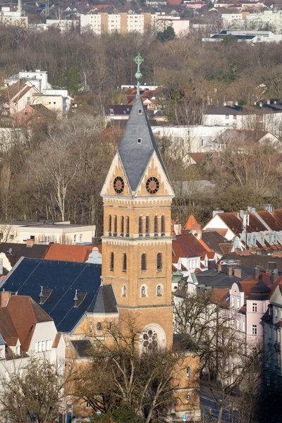 Aerial View Christ Church Bavarian City Landshut Germany — Stock Photo, Image