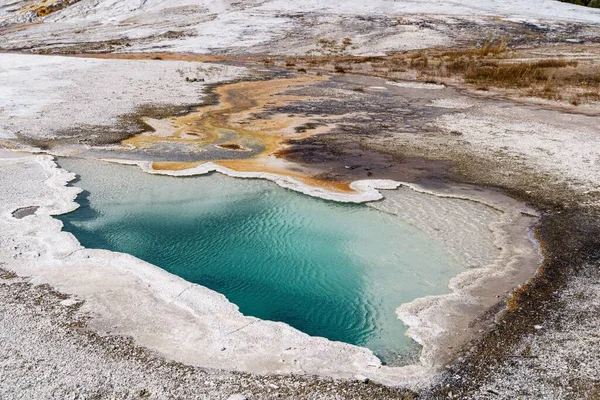 High Angle Shot Geysers Hot Springs Yellowstone National Park — Stock Photo, Image