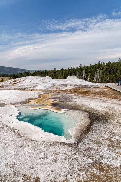 Een Verticaal Shot Van Geisers Warmwaterbronnen Yellowstone National Park — Stockfoto