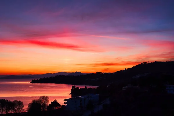 Unglaubliche Farben Des Sonnenuntergangs Auf Einer Griechischen Insel Skiathos Island — Stockfoto