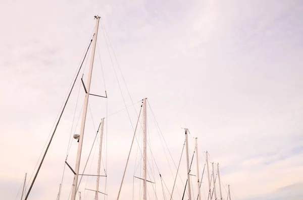 Silhueta Mastros Vela Iate Fuzileiro Naval — Fotografia de Stock