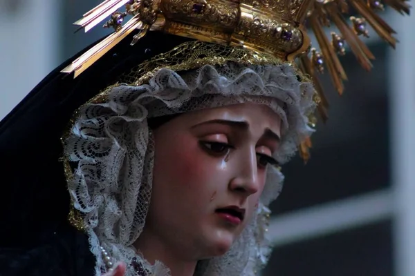 Posąg Matki Bożej Semana Santa Malaga Hiszpanii — Zdjęcie stockowe