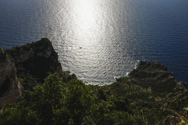 Fågelperspektiv Den Gröna Stranden Och Havet Capri Italien — Stockfoto