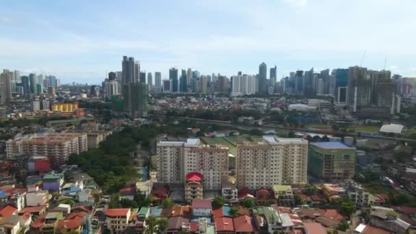 Aerial Crowded Residential Buildings Center Manila Philippines — Stock Video