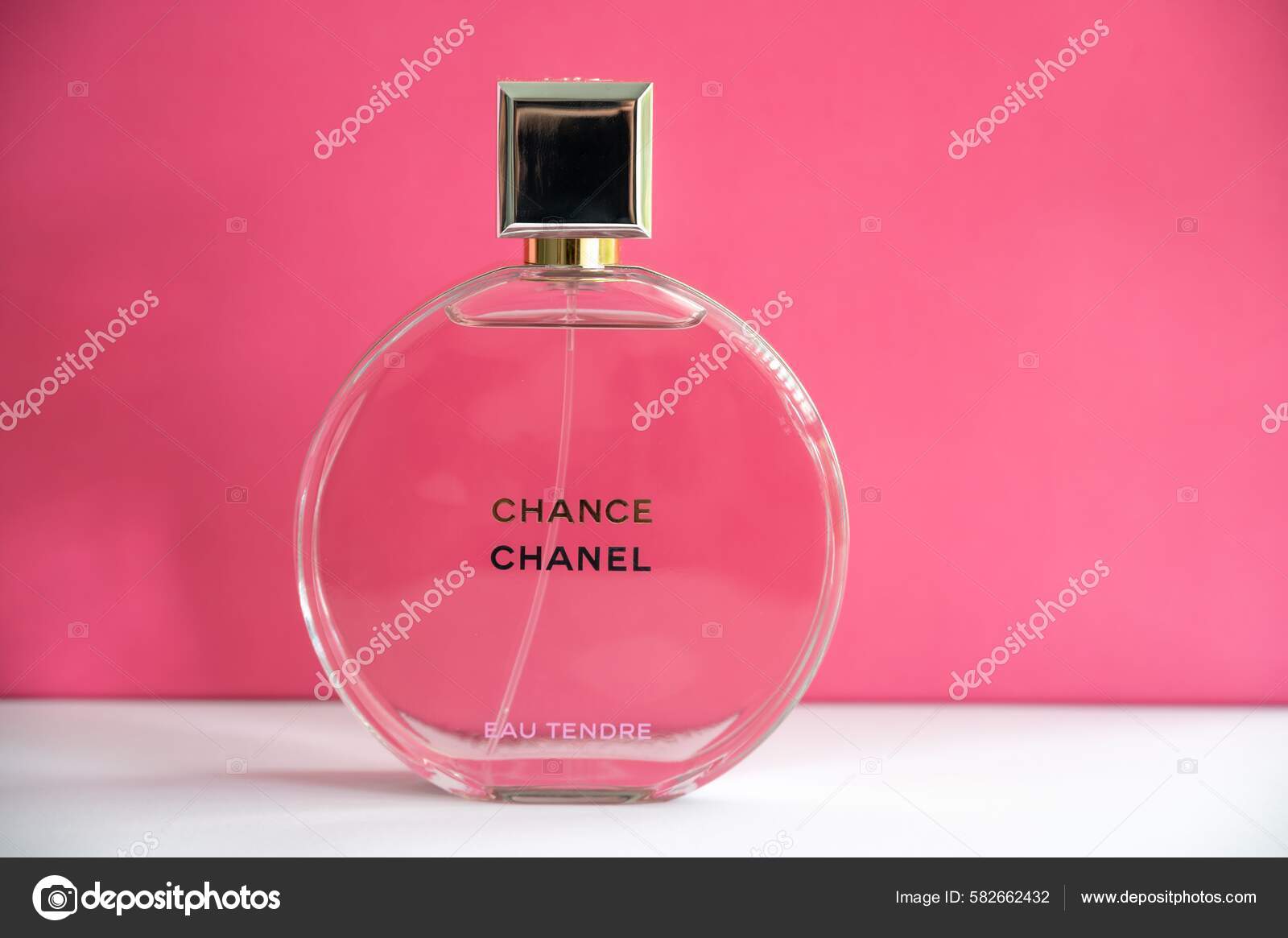 Calgary Alberta June 2022 Bottle Chanel Perfume Pink Background