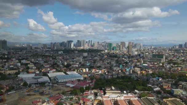 Een Antenne Van Drukke Woongebouwen Het Centrum Van Makati Filipijnen — Stockvideo