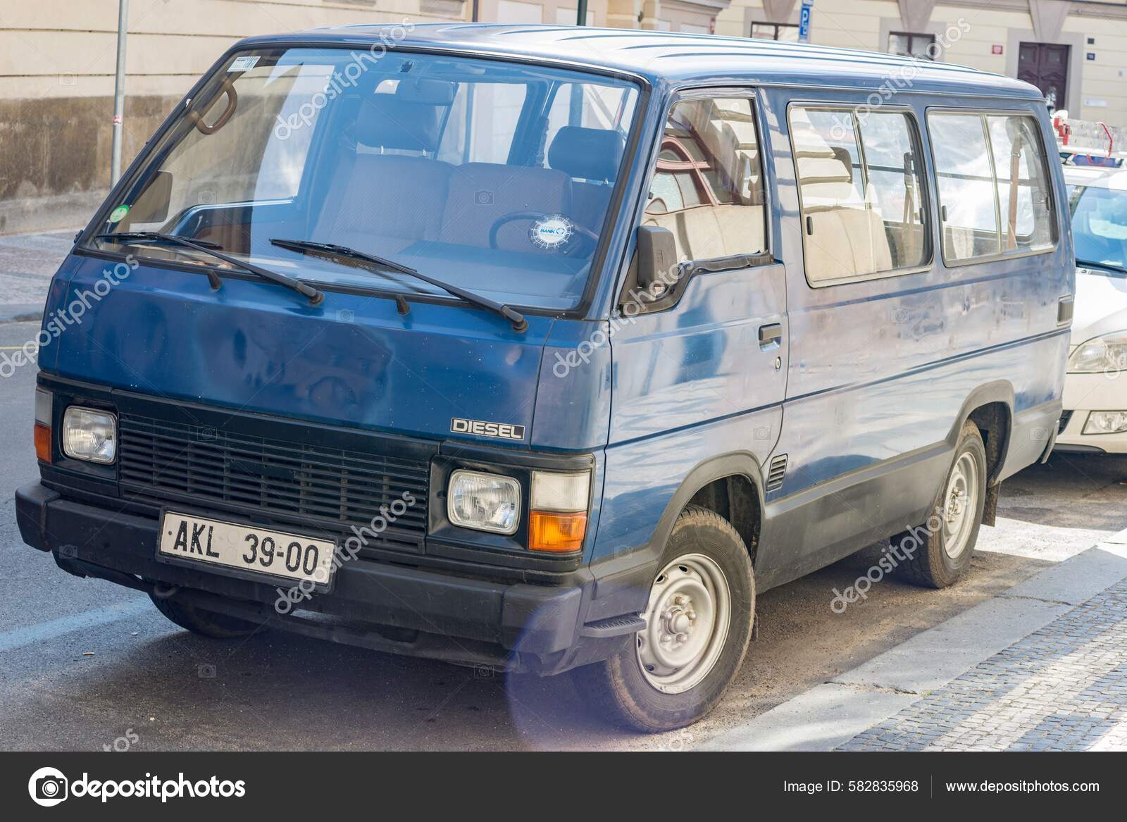 Old Blue Van Parked Street City Toyota Hiace Stock Editorial
