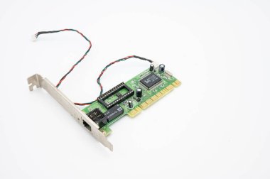 Bilgisayarın eski genişleme kartı. ethernet