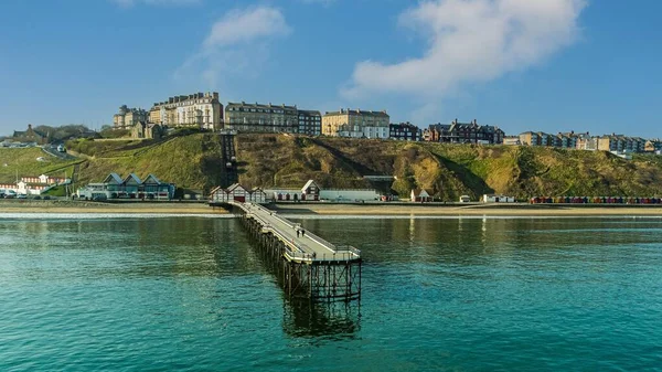 Saltburn Sea Pleasure Pier Funicular Railway Providing Access Town Sea — Stock Photo, Image