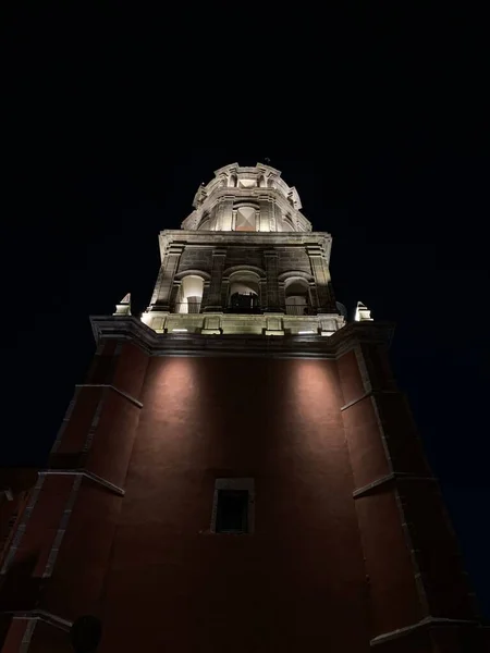 Plan Vertical Église Queretaro Mexique Nuit — Photo