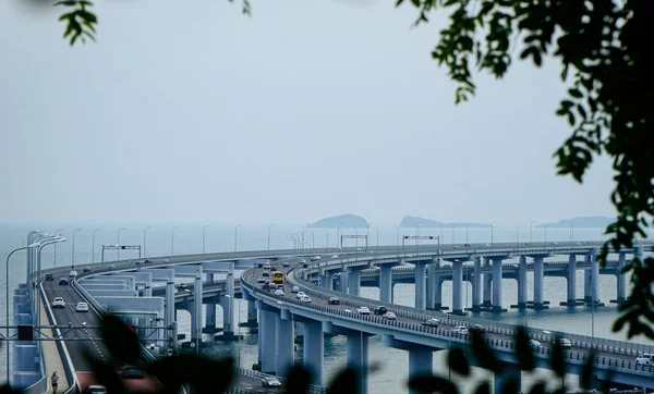 Vista Del Puente Bahía Dalian Xinghai Dalian China — Foto de Stock