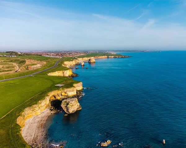 Aerial View Coastline Next Souter Lighthouse Whitburn Sunderland North East — Stock Photo, Image