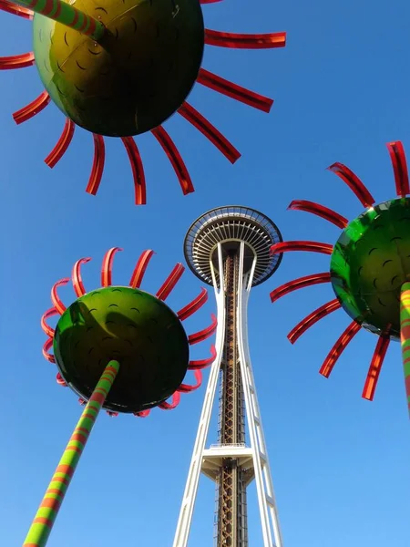 Famous Sonic Bloom Space Needle Landmark Seattle Usa — Stock Photo, Image