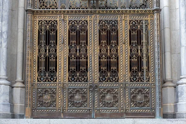 Eine Nahaufnahme Von Kupfer Und Bronzefarbenen Eingangstüren Der Patrick Cathedral — Stockfoto